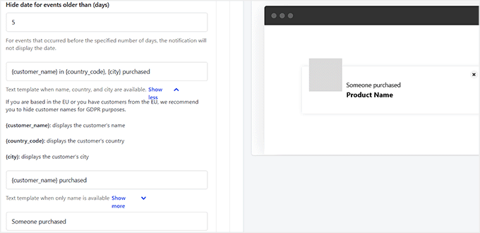 Configurați șablonul Achiziții recente în Merchant