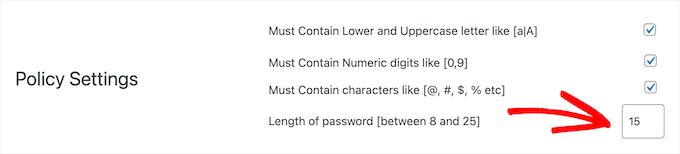 Create password policy settings