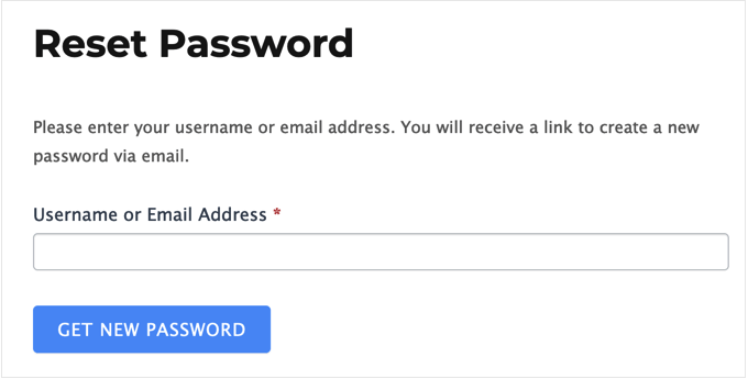 An example of a custom password reset page
