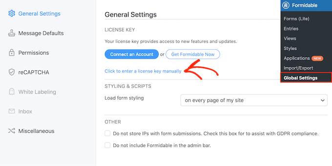 The Formidable Forms license page