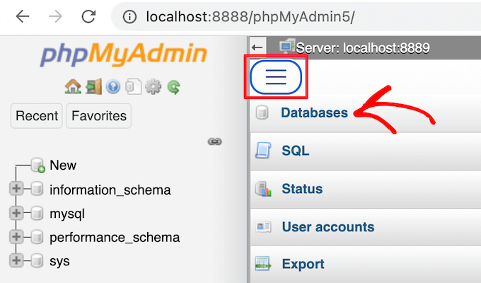 Create new phpMyAdmin database