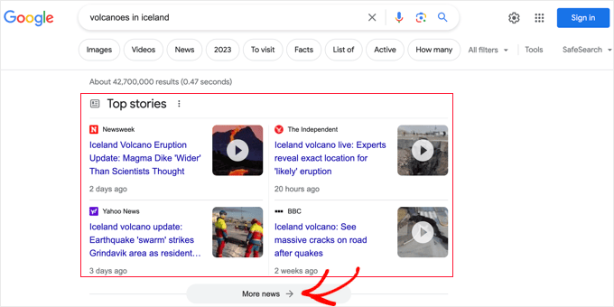 Google News Featured Snippet