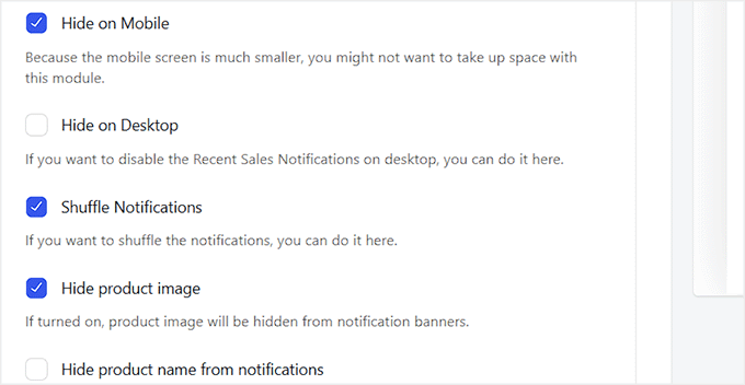 Ascundeți notificarea vânzărilor recente pe mobil folosind Merchant
