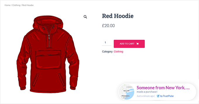 Previzualizare notificări de vânzări în direct cu TrustPulse