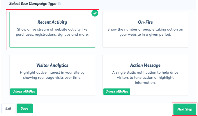 Select the 'Recent Activity' Option
