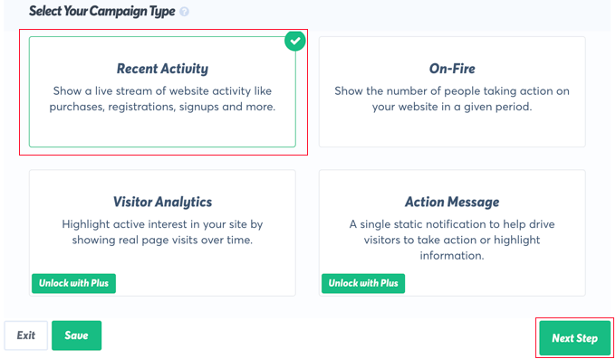 Select the'Recent Activity' Option