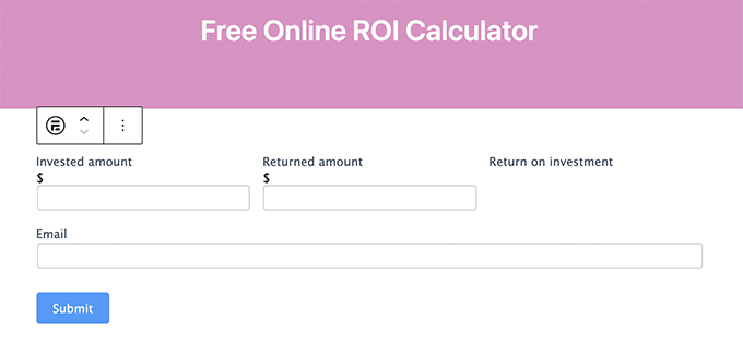 پیش نمایش ماشین حساب ROI در ویرایشگر