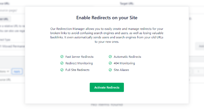 Enable redirects