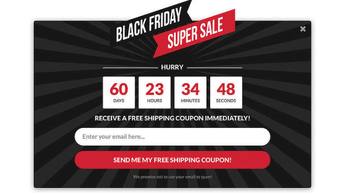 An example of a Black Friday sale popup
