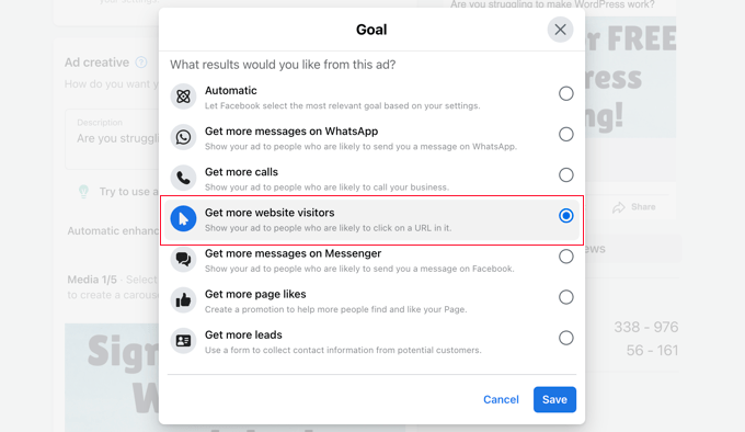Select the Goal Get More Website Visitors