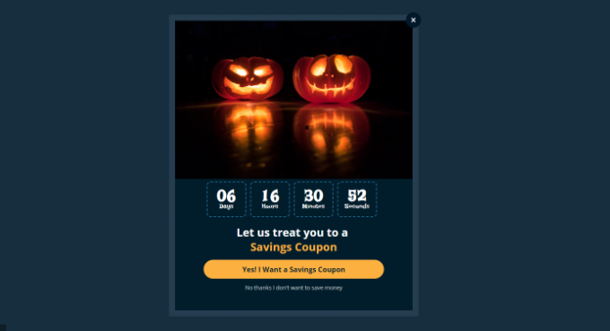 An example of a Halloween campaign, created using OptinMonster