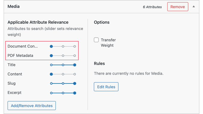 Decidi quanto peso dare ai contenuti del documento e ai metadati PDF