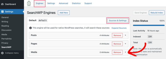 I motori di SearchWP ti consentono di personalizzare la ricerca di WordPress