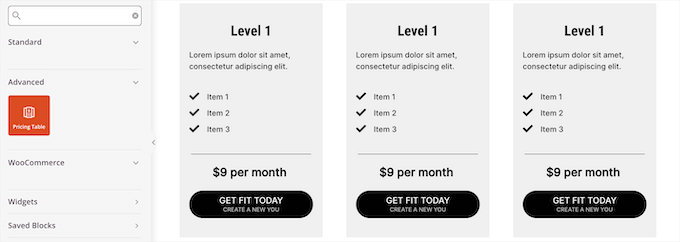 SeedProd pricing table