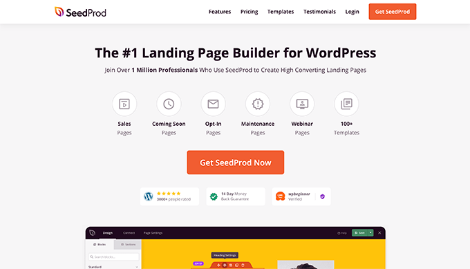 SeedProd landing page builder