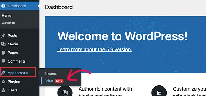 WordPress 5.9의 새로운 사이트 편집기