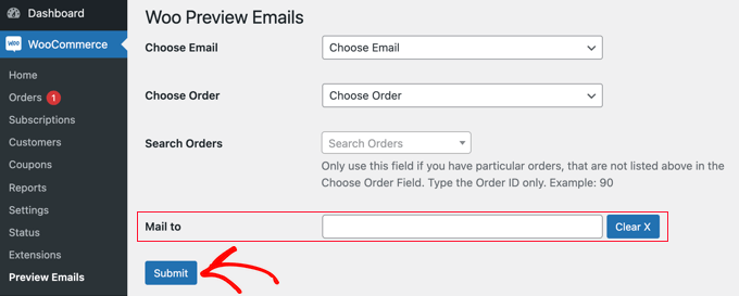 Fare clic sul pulsante Invia per visualizzare l'anteprima dell'e-mail