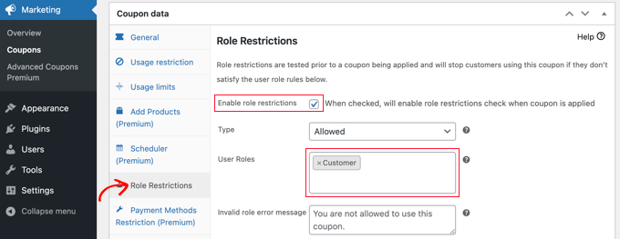 Method 3: Creating a Role-Restricted Coupon