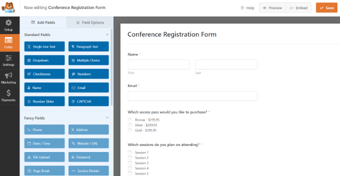 Add fields to your form