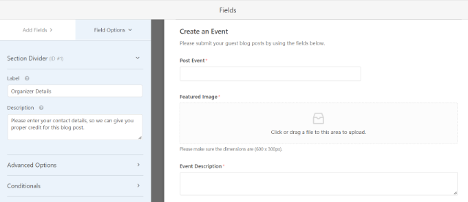 Edit form field labels