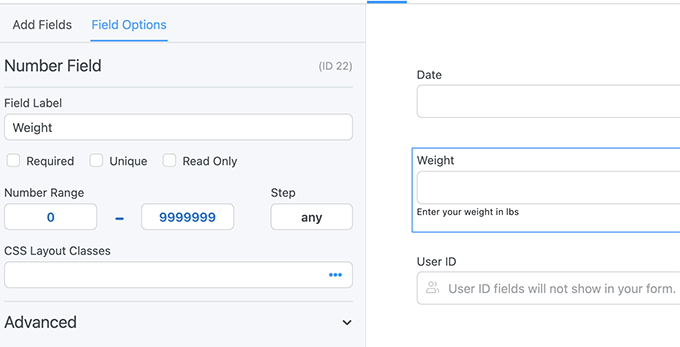 Edit the form field