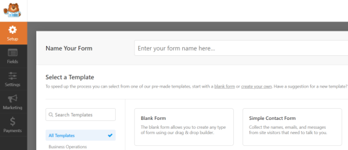 Enter a name for your form