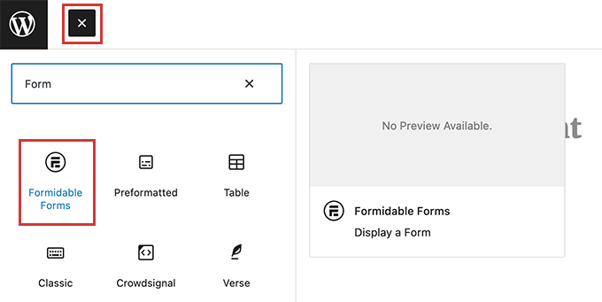 Formidable Forms block