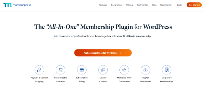 MemberPress homepage