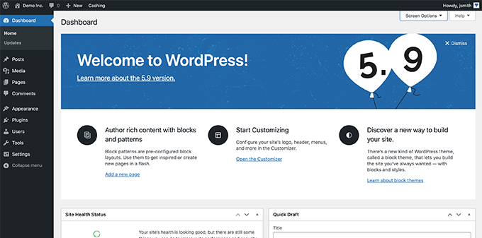 WordPress 仪表板