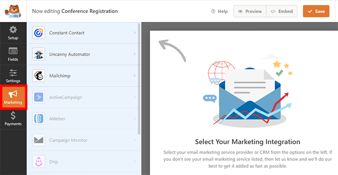 تب WPForms Marketing