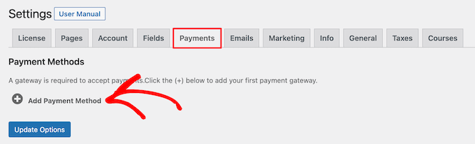 Add payment method for membership