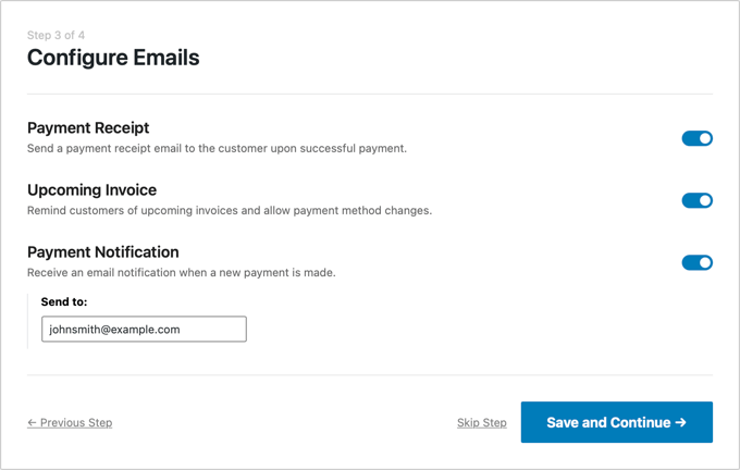 配置您的 WP Simple Pay 电子邮件
