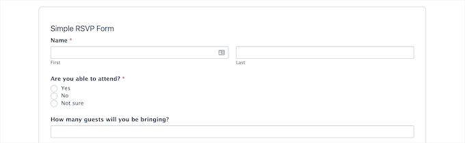 Formidable Forms RSVP form example