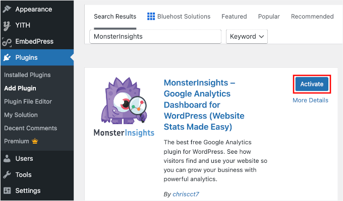 Instalando MonsterInsights