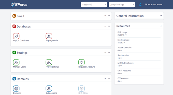 ScalaHosting's custom control panel