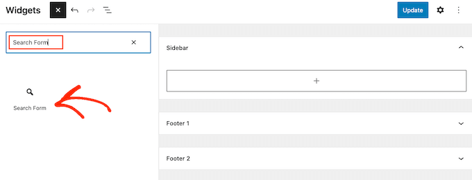 Adding a search form widget to your website
