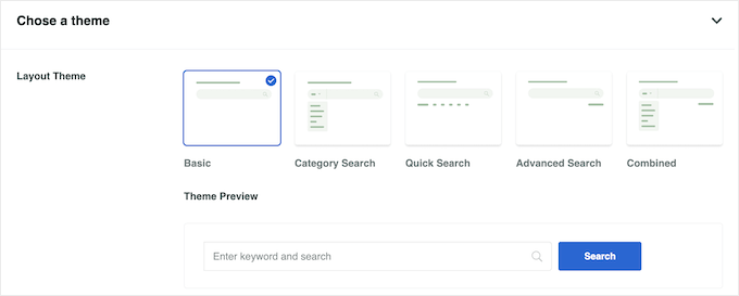Choosing a layout for a custom search form