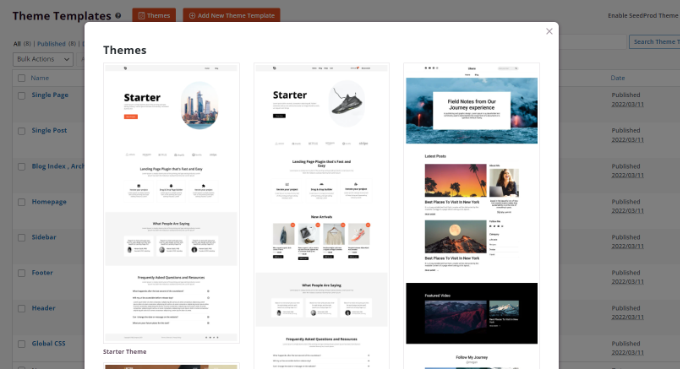 SeedProd website theme templates