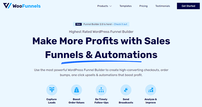 WooFunnels homepage