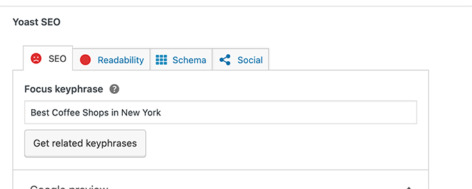 Focus Keyphrase option in Yoast SEO