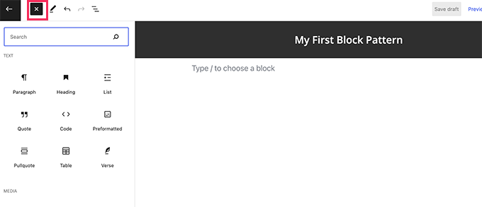 Block pattern creator