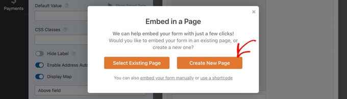 Click the 'Create New Page' Button
