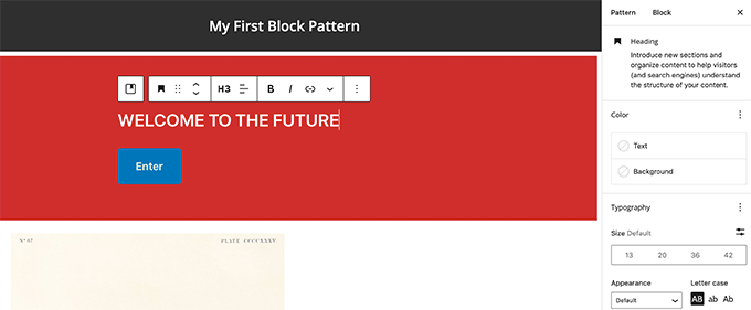 Editing block pattern layout
