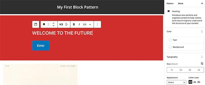 Edição de layout de padrão de bloco