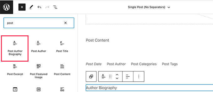 Add post author biography