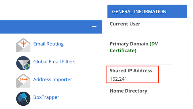 在 cPanel 中获取您的 IP 地址