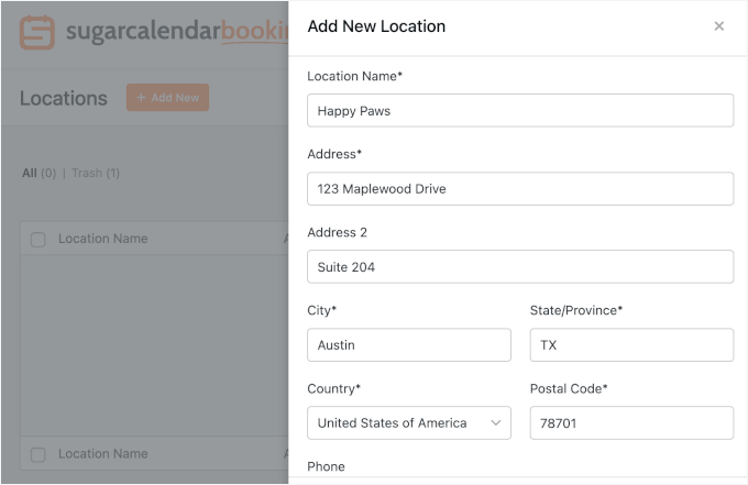 Adding new location in Sugar Calendar Bookings Adding new location in Sugar Calendar Bookings