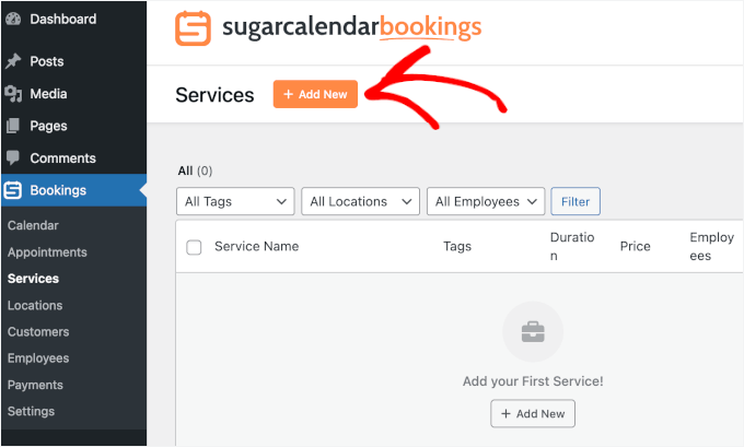 Adding a new service in Sugar Calendar Bookings Adding a new service in Sugar Calendar Bookings
