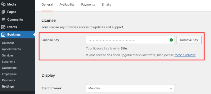 Activating Sugar Calendar Bookings' license key Activating Sugar Calendar Bookings' license key