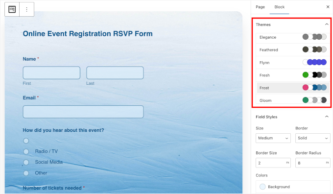 Styling the booking form Styling the booking form